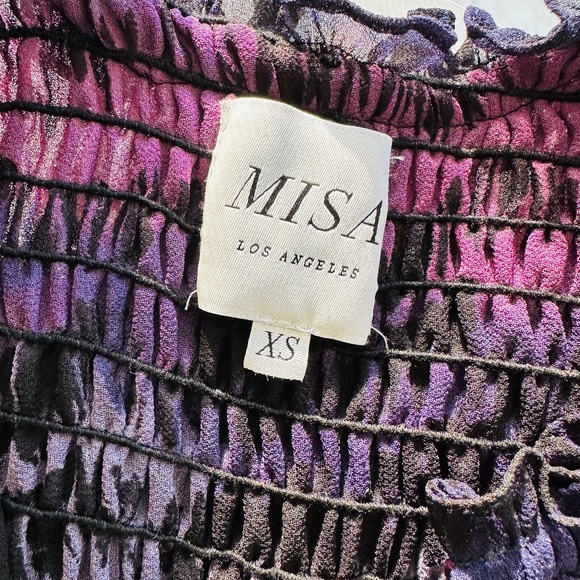 Misa Los Angeles  |  Purple Darcy Ruffle Sleeveless Smock Blouse size XS - Picture 7 of 10